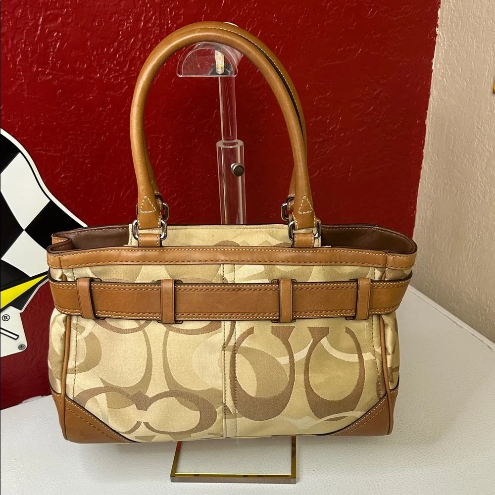 Coach Brown and Cream Shoulder Bag